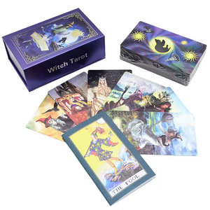 Jeu de tarot sorcière avec guide, 78 cartes holographiques sur le thème du chat et de la lune - Product Image 6