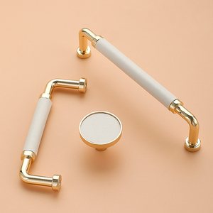 Oukkali gagang kabinet kulit mewah 128mm furnitur lemari buatan tangan lemari menarik pegangan perangkat keras seng dapur - Product Image 4