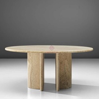 Table basse en travertin beige moderne italien de luxe élégant en pierre naturelle Mobilier de réception d'hôtel minimaliste