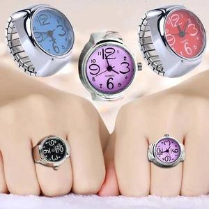 Montres à quartz unisexes avec cadran en cristal, boîtier en alliage, style business/dessin animé, tendance, pour les fêtes, véritable bague de <span class=keywords><strong>doigt</strong></span>, bijoux cadeau pour les couples - Product Image 5