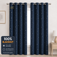 Rideaux occultants HB bleu marine ciel étoilé en polyester, panneaux de fenêtre occultants avec œillets métalliques faciles à installer pour chambre à coucher
