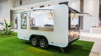 Orange Tech Remorque de concession mobile tout équipée avec cuisine complète, pour café, pizza, chariot à glaces et petit camion de restauration, également utilisable comme bar mobile