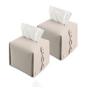 Boîte à mouchoirs en cuir PU transfrontalière très vendue, boîte de rangement pour mouchoirs pour voiture, salon et salle de bain, sac à mouchoirs moderne et minimaliste - Product Image 2