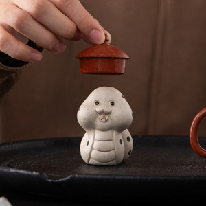 Yixing Purple <b>Clay</b> Tea Pet Snake Zodiac Creative Cute Handmade Tea Table Ornament Tea Plaything - Product Image 4