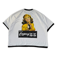 T-shirt à manches courtes en coton lourd surdimensionné avec impression graphique DTG, tricot contrasté, coupe ample, t-shirt à col rond personnalisé pour homme