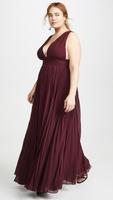 Robe d'été en mousseline de soie de haute qualité, dos nu, col en V, longue et plissée, grande taille Maxi pour femmes