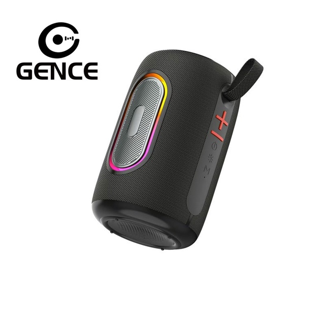 GENCE Portable Mini DJ Speaker System RGB LED Lighting for 5.0 15W Output for Theater Karaoke Home Use-Built-in Battery