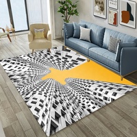 Tapis en nylon imprimé à la machine, grand tapis de salon, noir et blanc, prix de gros