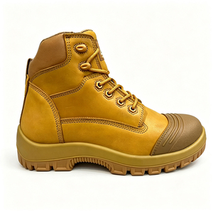 Bottes de travail en cuir marron DSF53 DMS, imperméables, toutes saisons, à lacets, pour homme, avec embout de sécurité en acier, OEM. - Product Image 1