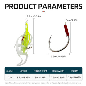 WEIHE-Appâts de pêche en eau salée, 2 crochets, plumes lumineuses - Product Image 4