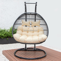 Fauteuil suspendu double en corde pour jardin extérieur avec support, chaise à bascule pliable pour patios et jardins