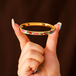 Wholesale 316L Stainless Steel 14k 18k Gold Plated Fashion <b>Bracelets</b> & <b>Bangles</b> Enamel <b>Bracelet</b> for Women - Product Image 4
