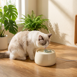 Fontaine à eau pour chat en céramique, personnalisable, écologique, durable, en matériau de qualité alimentaire, avec option de charge - Product Image 1