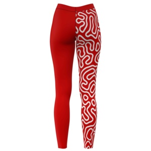 Leggings de yoga taille haute rouge à imprimé géométrique, respirants, longueur intégrale, en Spandex et Polyester, extensibles dans les quatre sens, avec taille élastique - Product Image 2