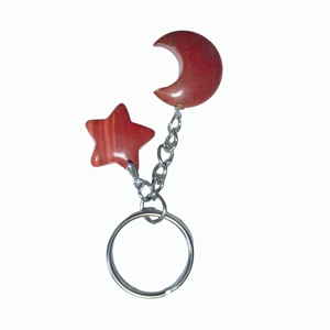 Porte-clés en pierre de jaspe rouge polie avec chaîne métallique intégrée pour décoration intérieure de voiture et fournitures d'artisanat en gros - Product Image 4