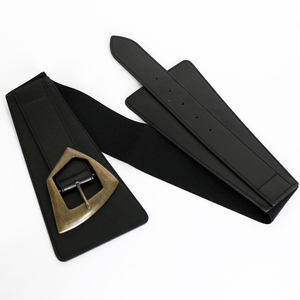 <span class=keywords><strong>Ceinture</strong></span> large élastique pour femme, <span class=keywords><strong>ceinture</strong></span> vintage en cuir PU noir décorative avec boucle en alliage pour robe ou manteau - Product Image 2