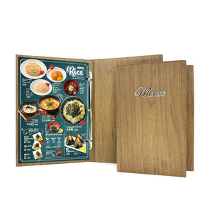 Porta Menús de Cuero con Aspecto de Madera, Personalizado, con Anillas, para Restaurante - Product Image 1