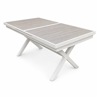 Table à manger extensible automatique en aluminium, gain de place, plateau à lamelles à transfert de chaleur, pour patio, jardin, intérieur et extérieur