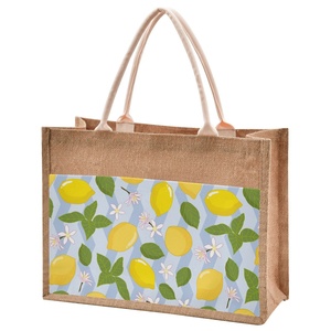 กระเป๋าโท้ทพิมพ์ลายมะนาวแบบขายส่ง กระเป๋าถือลำลองปี 2023 กระเป๋าโท้ทผ้ากระสอบ กระเป๋าช้อปปิ้งชายหาด - Product Image 1