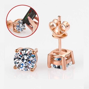 ต่างหูเพชรโมอิสซาไนต์สี 0.5-1 กะรัต ชุบทอง 18k เงินแท้ 925 ได้รับการรับรองจาก GRA เครื่องประดับงานแต่งงานสำหรับผู้หญิงและผู้ชาย - Product Image 3