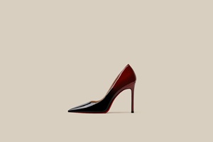 Escarpins en cuir verni noir et rouge dégradé, talon aiguille, bout pointu, design tendance, sexy, talon ultra-fin, élégants pour femmes - Product Image 6