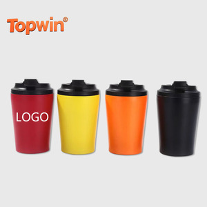 <b>Macaron</b> Color Powder Coated 12oz Double Wall Insulated Cup Reusable Metal Coffee Mug with Leak Proof Lid Bulk Custom - Product Image 1