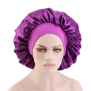 Nouvelle Arrivée Bonnet de Nuit en Satin <span class=keywords><strong>Grande</strong></span> <span class=keywords><strong>Taille</strong></span> à Bande Large pour <span class=keywords><strong>Femme</strong></span>, Couleur Unie, <span class=keywords><strong>Taille</strong></span> Ajustable - Product Image 2