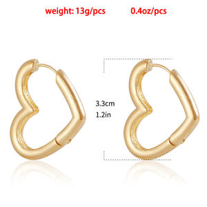 ต่างหูรูปหัวใจกลวงสำหรับผู้หญิงกระดุมรูปหัวใจสง่างามต่างหูห่วงดีไซน์ช่องหรูหราน้ำหนักเบาสไตล์มินิมอล - Product Image 5