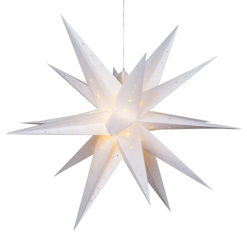 Custom White Red Large Moravian Paper Origami Star Lantern Hanging Lamps Christmas Ornaments Party Festival Decorations