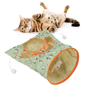 猫隧道袋猫可折叠玩具猫玩隧道玩具皱纹纸钻袋钻睡袋带老鼠户外玩具