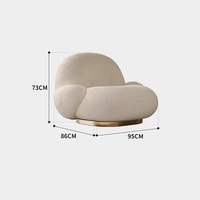 Fauteuil d'appoint Snow Pear avec revêtement en sherpa, style vintage Wabi Sabi, couleur crème, canapé paresseux individuel, confortable pour salon et chambre