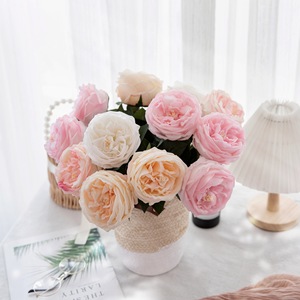 Bouquet de roses artificielles CallaFloral rose, blanc, champagne, polyester, décoration intérieure, mariage, décoration de la maison - Product Image 2