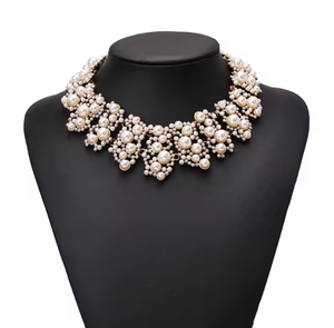 Collar Gargantilla de Cadena de Eslabones de Aleación Chapada en Oro 2026ZP, Elegante y Moderno con Perlas y Diamantes de Imitación, Regalo para Mujer - Product Image 3