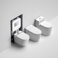 WC intelligent électrique de luxe professionnel moderne avec bidet intégré, automatique, blanc/gris, à sortie verticale allongée