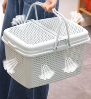 Panier à linge en plastique de qualité supérieure avec couvercle pour ranger vêtements, jouets, livres, puzzles, blocs de construction et plus encore