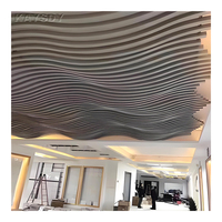 Paneles de techo de metal suspendidos de aluminio ondulado 3D modernos, diseño de techo falso comercial para centro comercial de aeropuerto o pasillo para hoteles