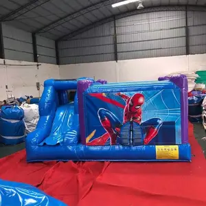 Super héros commercial personnalisé Spiderman avec toboggan château gonflable Spider Man avec piscine