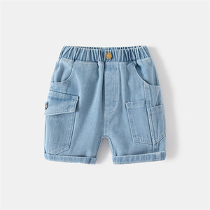 1 pièce Short en jean décontracté d'été pour bébé garçon, sans manches, à bretelles élastiques, avec étiquette personnalisée - Product Image 3