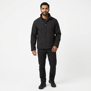 Chaqueta Softshell con Capucha de Lona para Hombre, Talla XXL, Diseño Casual Negro, con Cremallera y Cuello Alto, Impermeable y Cortavientos, para Senderismo al Aire Libre, Personalizada OEM - Product Image 1