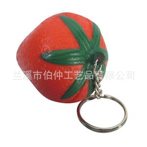 Strawberry Stress <b>Ball</b> Keychain Red Plastic Portable <b>Squeeze</b> Toy With Stainless Steel Ring Factory Direct Supply - Product Image 2