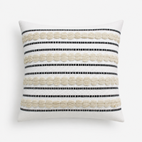 Housse de coussin décorative européenne, style bohème, à rayures, tissée et capitonnée