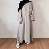 Ensemble Abaya Fermée en Coton et Lin Sur Mesure avec Jupe, Robe Modeste et Élégante pour Femme Musulmane, Vêtement Islamique en Gros, Abaya 2 Pièces