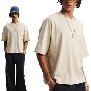 Oversized Hip Hop Men T-Shirt, 275gsm 100% Cotton Box Fit O-<b>Neck</b>, High Quality Blank Custom Casual Tee - Product Image 1