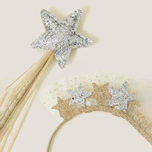 Wholesale Kids Hair Accessories Set Fairy Wand Graduation Valentine's Day Birthday Party Girl <b>Hairband</b> Stars Crown Headband 2pcs - Product Image 4
