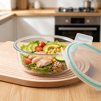 Pot de conservation alimentaire en verre cylindrique, écologique, compatible micro-ondes, pour enfants, avec couvercle en plastique, à un seul niveau