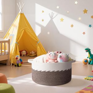 Grand <span class=keywords><strong>panier</strong></span> avec poignée, <span class=keywords><strong>panier</strong></span> à linge, bacs et boîtes de rangement pour couvertures, oreillers, jouets pour enfants, chiens - Marron et blanc - Product Image 5