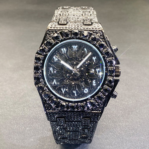 Montre de style Hip Hop entièrement sertie de diamants, montre à quartz en acier inoxydable avec cadran en moissanite, testée au diamant - Product Image 3