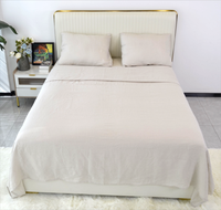Ensemble de draps en lin couleur Pure Nature, 100% ensemble de literie en lin français 4 pièces de refroidissement respirant et durable pour les dormeurs chauds