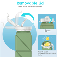 Tasse de voyage pliable en silicone, portable, sans BPA, réutilisable, anti-fuite, légère, avec paille intégrée