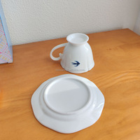 Service à café et assiettes rétro en porcelaine 200 ml, motif hirondelle bleue sous glaçure, pour thé de l'après-midi, avec plateau, compatible lave-vaisselle et micro-ondes